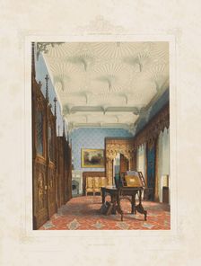 Interior view of the library in Babelsberg Palace, Potsdam, 1853. Creator: Graeb, Carl (1816-1884)