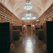 Interior view of the library of the monastery of Montserrat