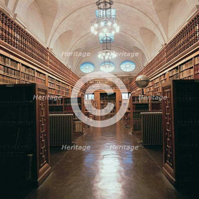 Interior view of the library of the monastery of Montserrat.