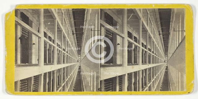 Interior View of the Main Hall of Prison, East Side, which is 6 Stories High..., 1860/69. Creator: Anthony & Company.