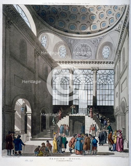 Interior view of the Middlesex Sessions House on Clerkenwell Green, London, 1809.                    Artist: Augustus Charles Pugin