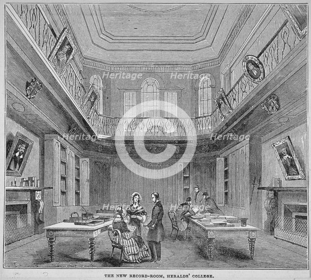 Interior view of the New Record Room at the College of Arms, City of London, 1850.       Artist: Anon