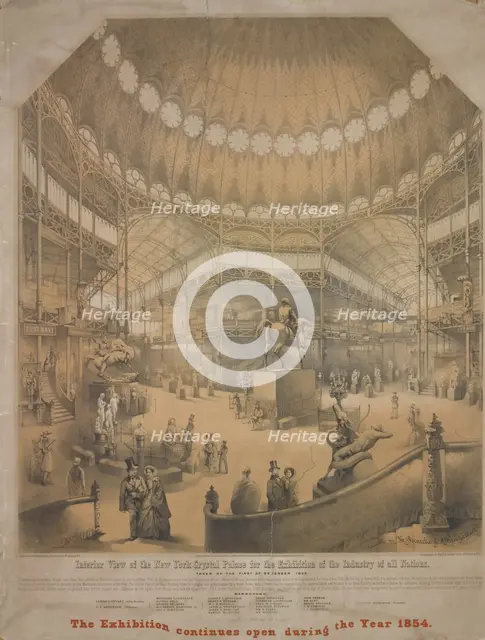 Interior view of the New York Crystal Palace for the exhibition of the industry of..., c1853- 1859. Creators: Goupil and Co, Nagel & Weingertner.