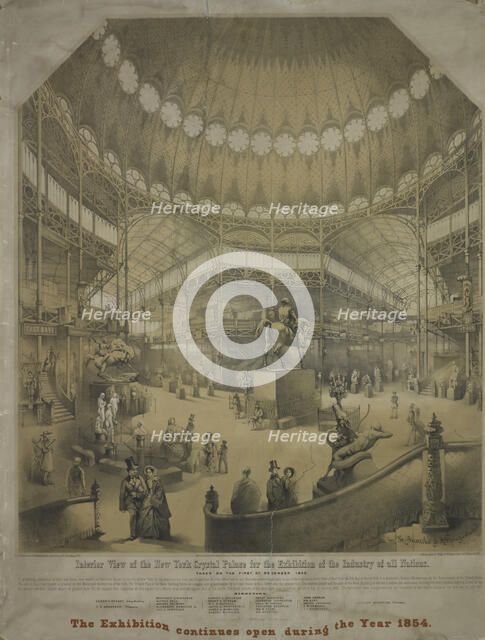Interior view of the New York Crystal Palace for the exhibition of the industry of..., c1853- 1859. Creators: Goupil and Co, Nagel & Weingertner.