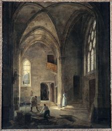 Interior view of the Saint-Benoit-le-Bestoune church: the Saint-Pierre or Tournelle chapel, 1832. Creator: Louis Courtin