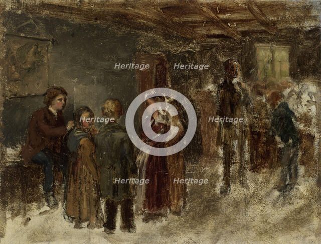 Interior view of the school, sketch, 1870-1871. Creator: Karl Emanuel Jansson.