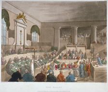 Interior view of the Sessions House, Old Bailey, with a court in session, City of London, 1809. Artist: Augustus Charles Pugin