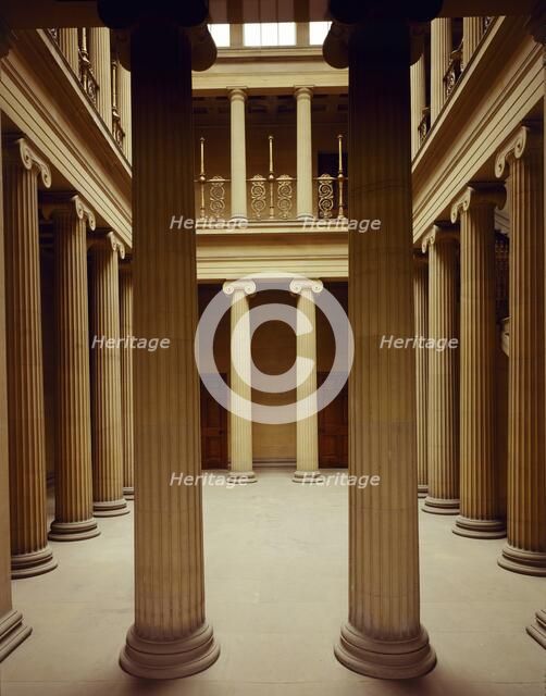 Interior view of the Pillar Hall, Belsay Hall, Northumberland, c2000s(?). Artist: Unknown.