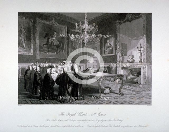 Interior view of the Royal Closet in St James's Palace, Westminster, London, c1840. Artist: Harden Sidney Melville       