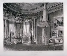 Interior view of the Rose Satin Drawing Room in Carlton House, Westminster, London, 1818. Creator: Richard Gilson Reeve