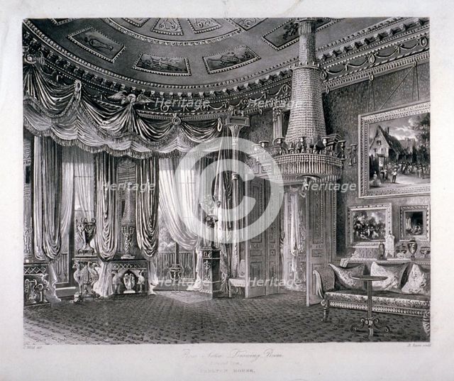 Interior view of the Rose Satin Drawing Room in Carlton House, Westminster, London, 1818. Creator: Richard Gilson Reeve.