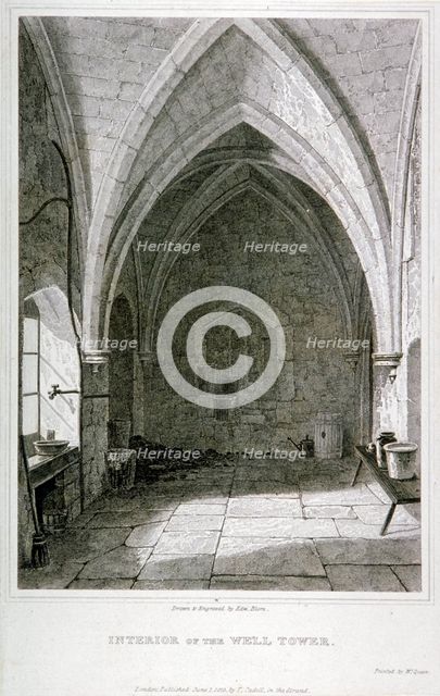 Interior view of the Well Tower, Tower of London, 1823. Artist: Edward Blore