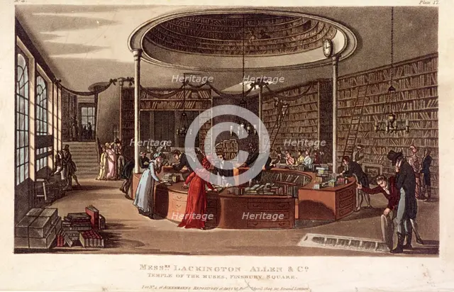 Interior view of the Temple of the Muses bookshop, Finsbury, London, 1809. Artist: Anon