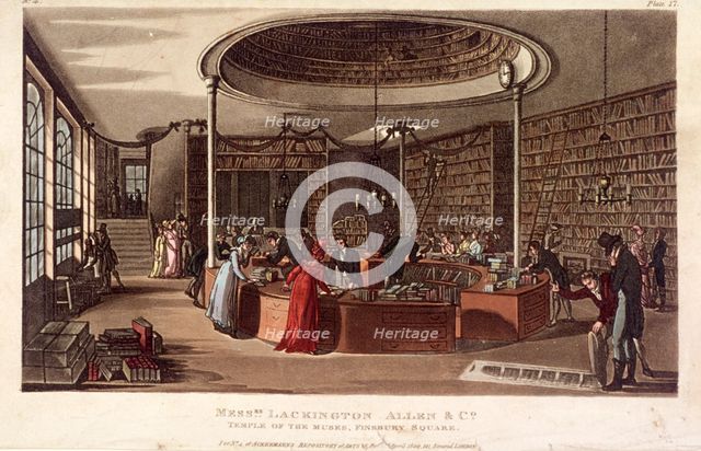 Interior view of the Temple of the Muses bookshop, Finsbury, London, 1809. Artist: Anon