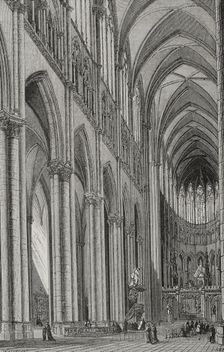 Interior view of the temple, Amiens Cathedral, France, 1877. Creator: Jules Jean Marie Joseph Huyot