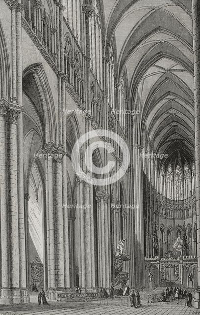 Interior view of the temple, Amiens Cathedral, France, 1877.  Creator: Jules Jean Marie Joseph Huyot.