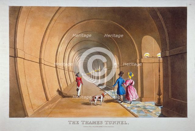 Interior view of the Thames Tunnel, London, 1830. Artist: Anon