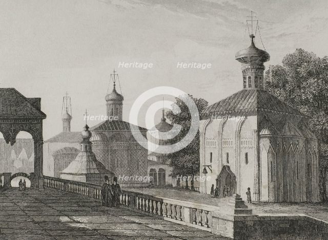 Interior view of Trinity Monastery, Russian Orthodox Church, Russia, 1839. Creator: Augustin François Lemaitre.