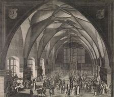 Interior View of Vladislav Hall at Prague Castle during the Annual Fair, 1607., 1607. Creator: Aegidius Sadeler II