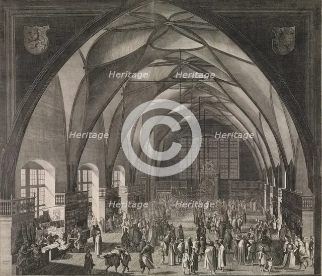 Interior View of Vladislav Hall at Prague Castle during the Annual Fair, 1607., 1607. Creator: Aegidius Sadeler II.