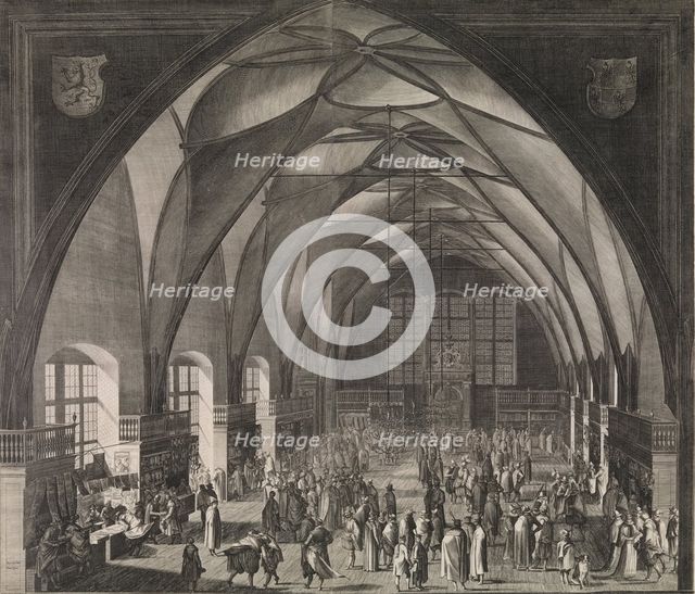 Interior View of Vladislav Hall at Prague Castle during the Annual Fair, 1607., 1607. Creator: Aegidius Sadeler II.