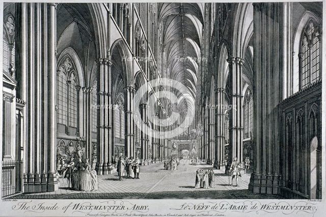 Interior view of Westminster Abbey, London, c1760. Artist: Thomas Bowles