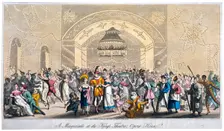 Interior view of a masquerade at the King's Theatre, Haymarket, London, 1821. Artist: Anon