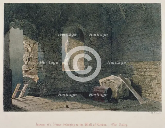 Interior view of a tower belonging to London Wall at Old Bailey, City of London, 1851. Artist: John Wykeham Archer
