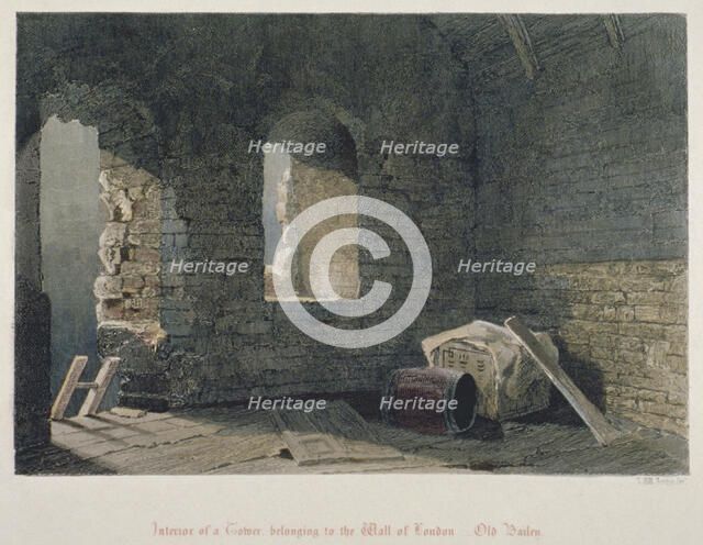 Interior view of a tower belonging to London Wall at Old Bailey, City of London, 1851. Artist: John Wykeham Archer