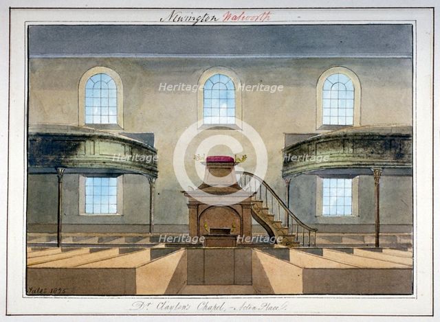 Interior view of Acton Place Chapel, Southwark, London, 1825. Artist: G Yates