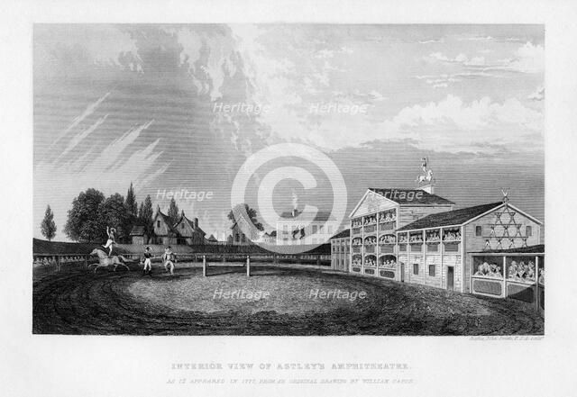 Interior view of Astley's Amphitheatre in London as it appeared in 1777, (1840).Artist: William Capon