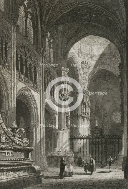 Interior view of Burgos Cathedral, Spain, 1853.  Creator: Antonio Roca Sallent.