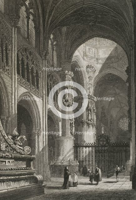Interior view of Burgos Cathedral, Spain, 1853.  Creator: Antonio Roca Sallent.
