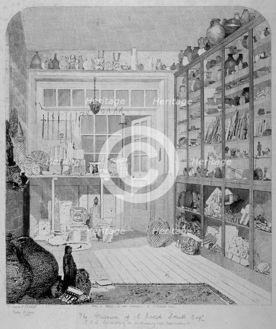 Interior view of Charles Roach Smith's museum in Liverpool Street, City of London, 1850. Creator: John Brown.