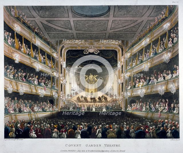 Interior view of Covent Garden Theatre, Bow Street, Westminster, London, 1808. Artist: J Bluck