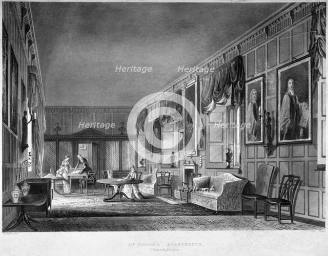 Interior view of Dr Fisher's apartments, Charterhouse, Finsbury, London, 1816.                       Artist: Joseph Constantine Stadler