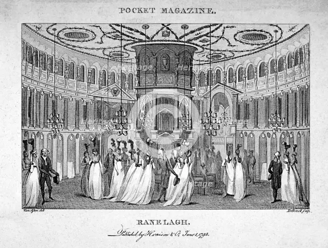 Interior view of figures in the Rotunda in Ranelagh Gardens, Chelsea, London, 1795.                  Artist: Thomas Rothwell