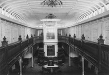 Interior view of galleried central parlor with clerestory, c1900. Creator: Frances Benjamin Johnston