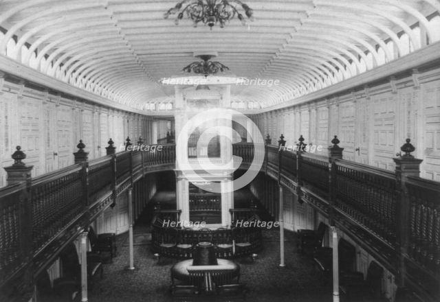 Interior view of galleried central parlor with clerestory, c1900. Creator: Frances Benjamin Johnston.