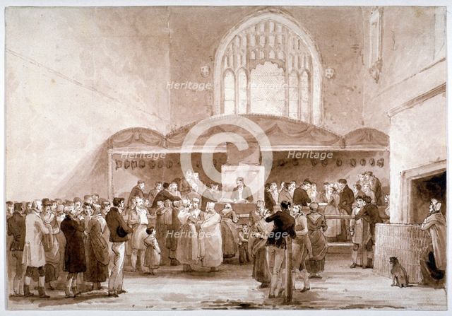 Interior view of Guildhall Chapel, City of London, 1817. Artist: George Jones