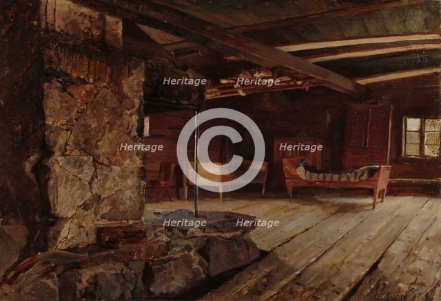 Interior view of Hämäläinen pirt, 1870. Creator: Karl Emanuel Jansson.