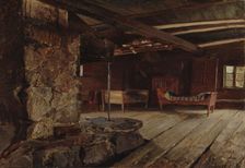 Interior view of Hämäläinen pirt, 1870. Creator: Karl Emanuel Jansson