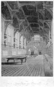 Interior view of Inner Temple Hall, City of London, 1804. Artist: John Greig