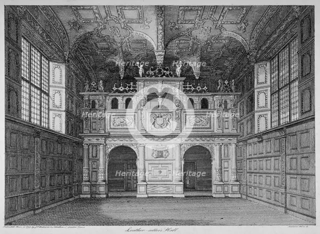 Interior view of Leathersellers' Hall, Little St Helen's, City of London, 1799. Artist: James Peller Malcolm