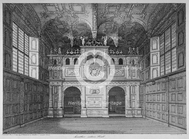 Interior view of Leathersellers' Hall, Little St Helen's, City of London, 1799. Artist: James Peller Malcolm