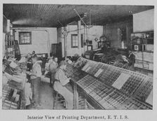 Interior view of Printing Department, E. T. I. S., 1903. Creator: Unknown