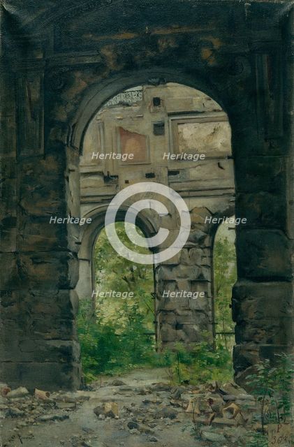 Interior view of ruins of the former Court of Auditors, Quai d'Orsay, c1888. Creator: Georges Rouard.
