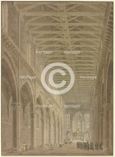 Interior view of Santa Croce in Florence, 1827. Creator: Friedrich Maximilian Hessemer.