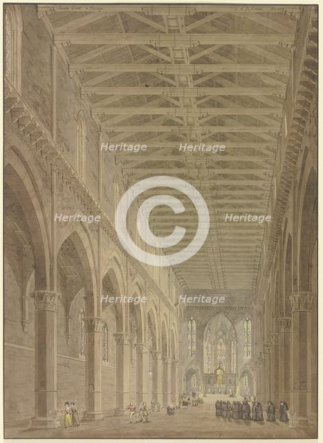 Interior view of Santa Croce in Florence, 1827. Creator: Friedrich Maximilian Hessemer.