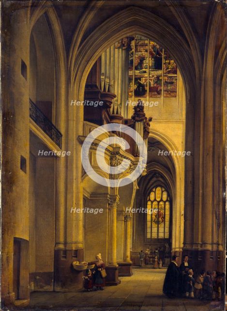 Interior view of Saint-Gervais-Saint-Protais church, c1838. Creator: Alexis-Pierre Milon.
